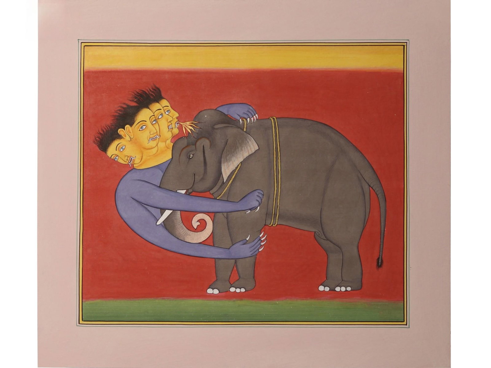 Disease of an Elephant: Title: Disease of an Elephant Description: Hindu Gods & Goddesses Painting Reserve: $171.00 Shipping: Domestic: Shipping rates are determined by destination International: Foreign shipping rates are d