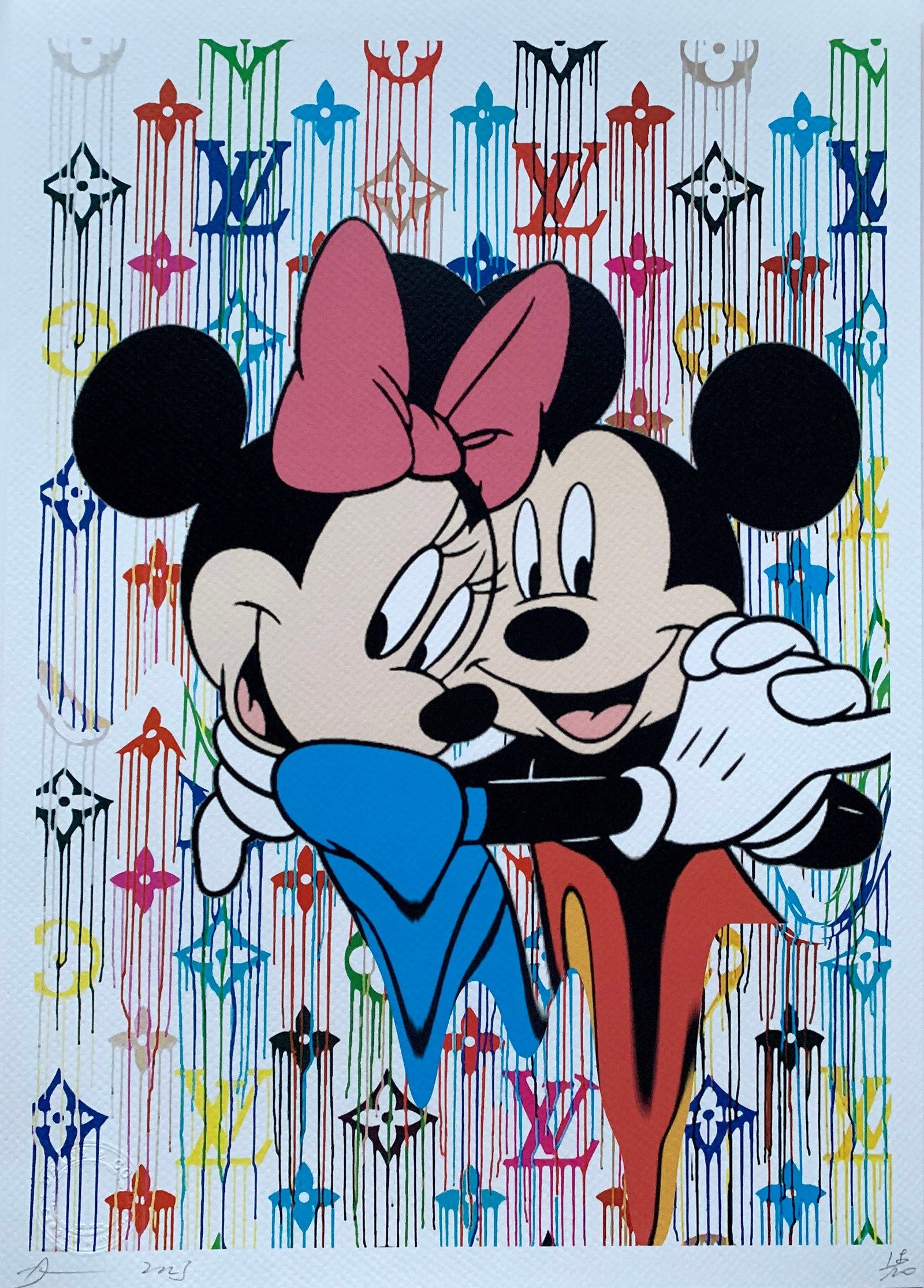 Death NYC Mickey Minnie Louis Vuitton: Title: Death NYC Mickey Minnie Louis Vuitton Date/Period:21st Century Materials:Giclee on Fine art 300 gsm paper Size:17 3/4 x 12 1/2 inches Description:Artist: Death NYC, limited edition giclee on