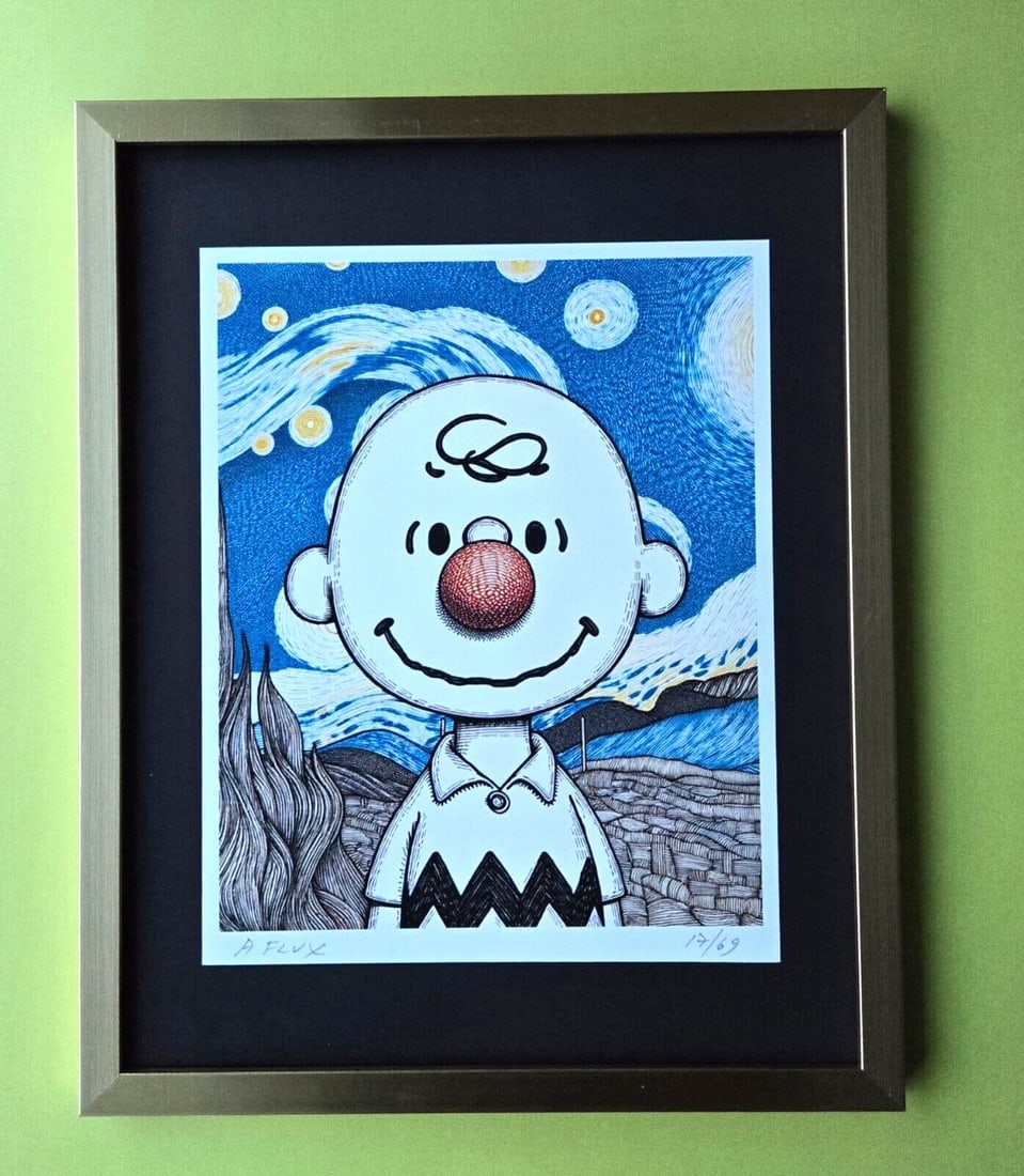 AIDAN FLUX | Hand Signed Original Print Framed | Ltd. Ed. of 69 COA | Charlie B.: This is a Stunning and Scarce 100% Authentic New Print by Aidan Flux AIDAN Flux represents a new wave of artists who embrace technology as a partner in creation, crafting works that resonate with the