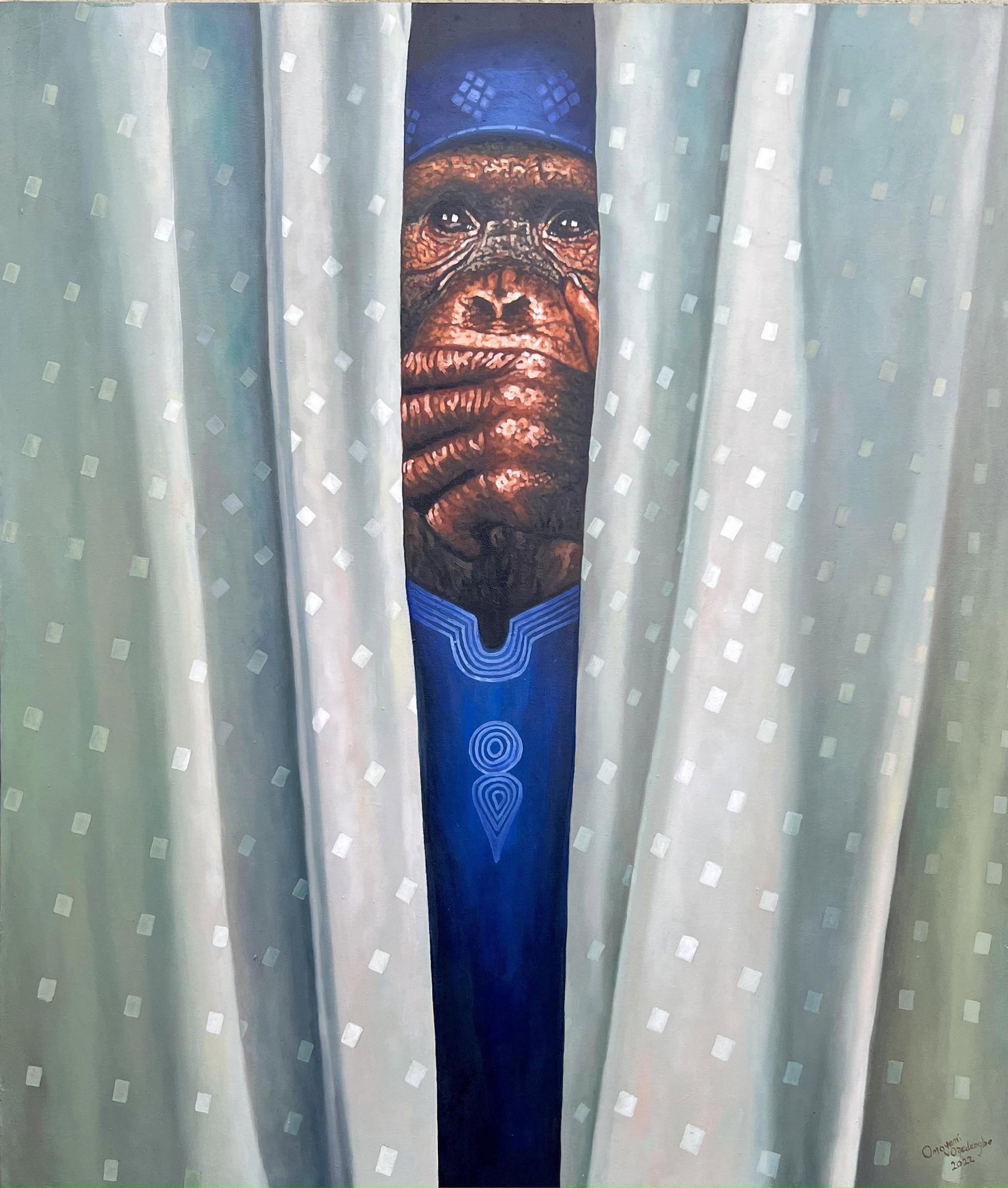 Omoyemi Ogedengbe, State of the Nation, 2022: Creator: Omoyemi Ogedengbe (1991, Nigerian) Creation Year: 2022 Dimensions: Height: 48 in (121.92 cm)Width: 42 in (106.68 cm)Depth: 1 in (2.54 cm) Medium: Canvas,Oil Movement & Style: Expressionist