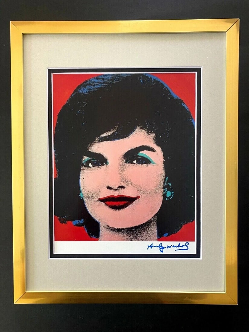 ANDY WARHOL + VINTAGE SIGNED JACKIE KENNEDY RETRO PRINT NEW FRAME POP ART (1 of 2)