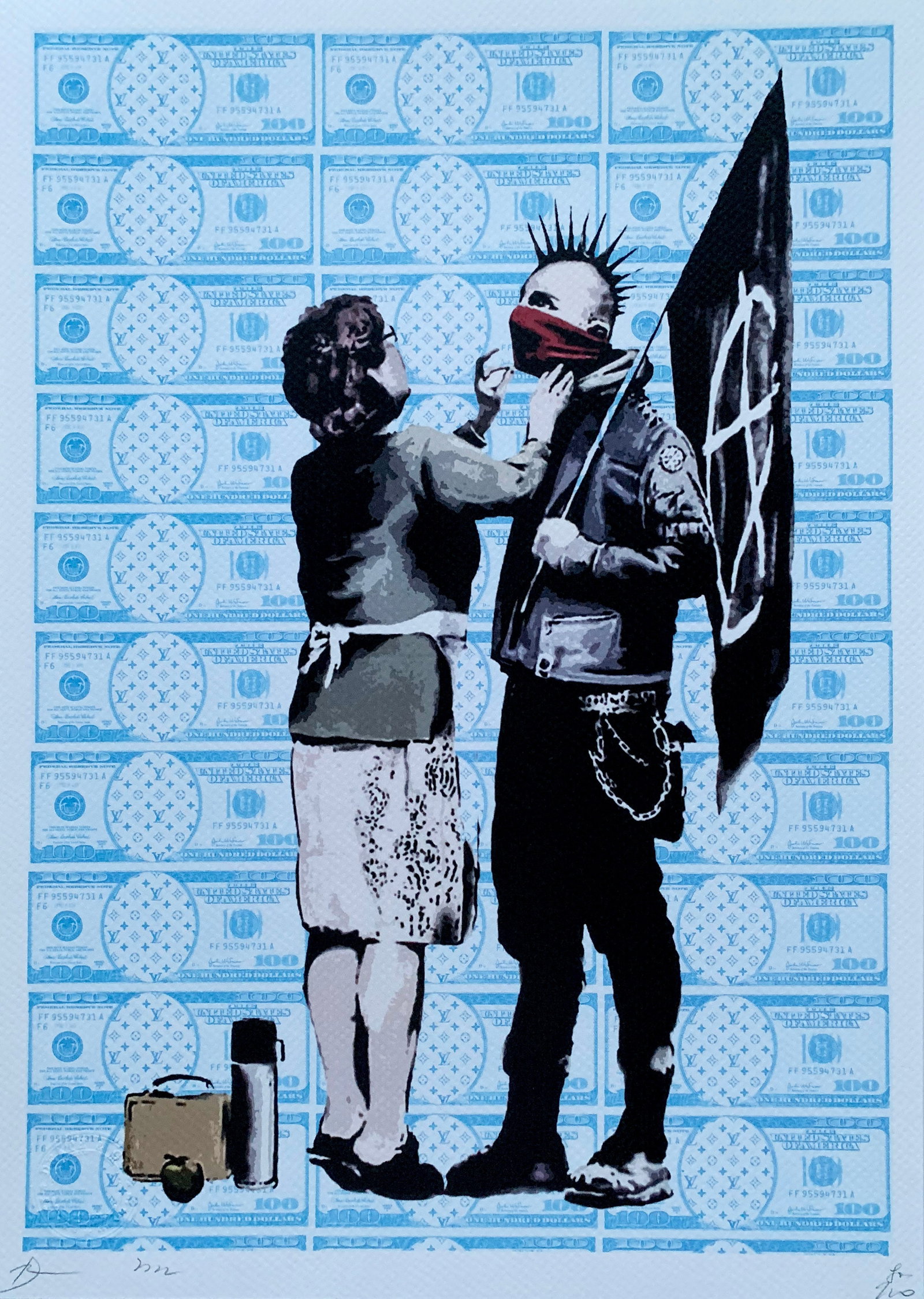 Death NYC Banksy Punk: Title: Death NYC Banksy Punk Date/Period:21st Century Materials:Giclee on Fine art 300 gsm paper Size:17 3/4 x 12 1/2 inches Description:Artist: Death NYC, limited edition giclee on paper, out of