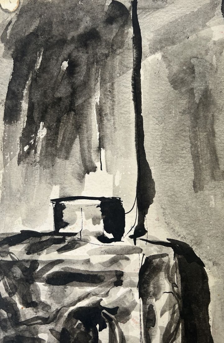 Watercolor painting Guitar in the silence of the apartment Vadim Aksenov - 5