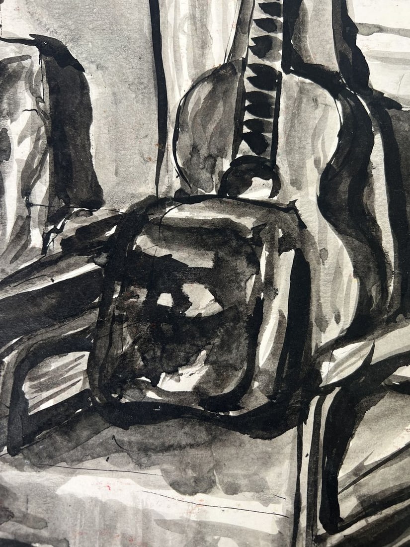 Watercolor painting Guitar in the silence of the apartment Vadim Aksenov - 6