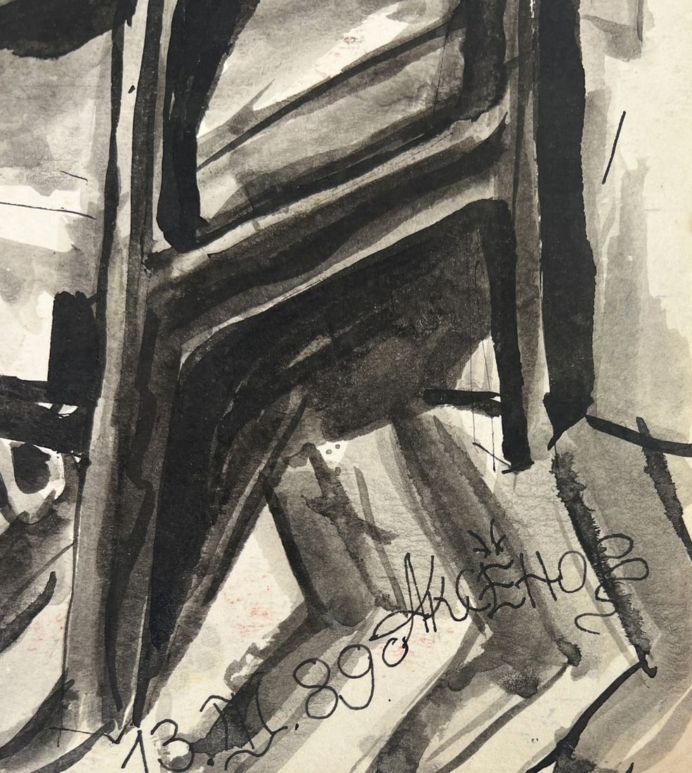 Watercolor painting Guitar in the silence of the apartment Vadim Aksenov - 8