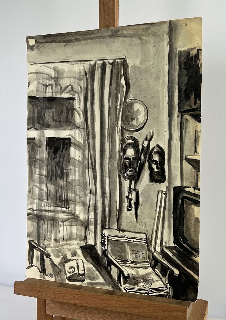Watercolor painting Apartment in the shadow of a mask Vadim Aksenov - 2