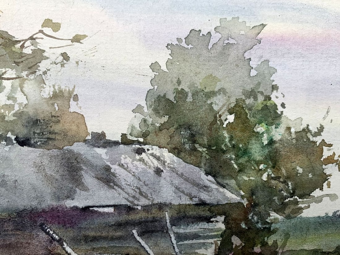 Watercolor painting House on the shore Viktor Mikhailichenko - 2