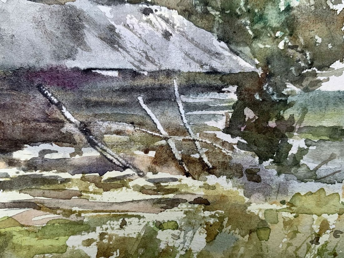 Watercolor painting House on the shore Viktor Mikhailichenko - 3