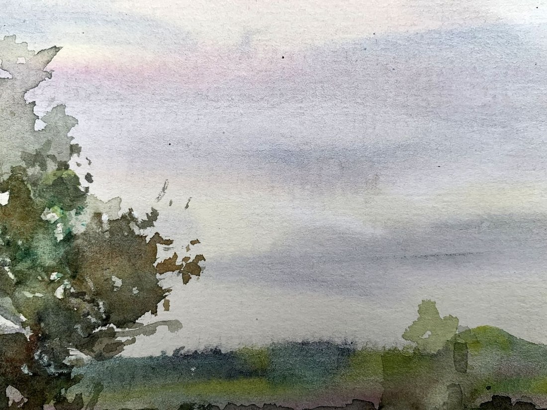 Watercolor painting House on the shore Viktor Mikhailichenko - 4