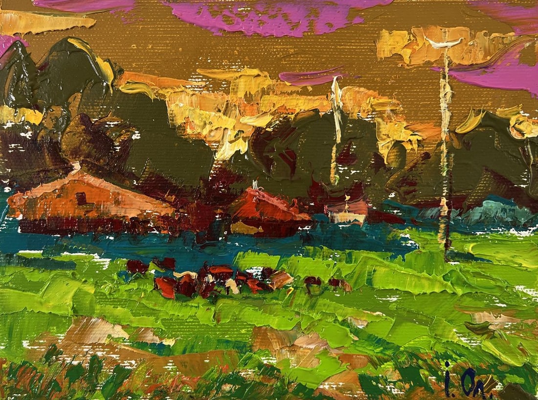 Oil painting Evening village Oleksiy Ivanyuk - 3