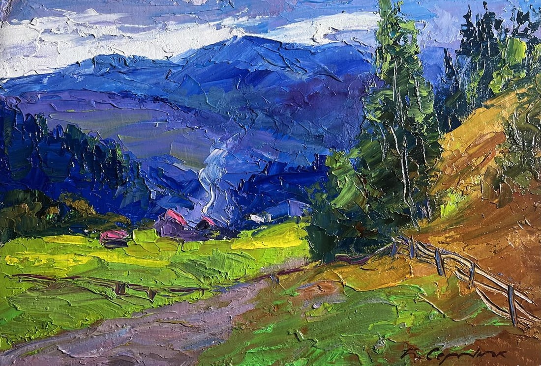 Oil painting Village in the mountains Boris Serdyuk - 3