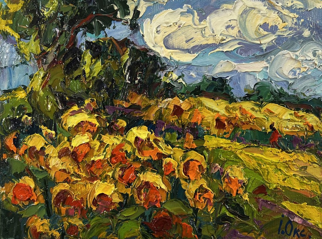 Oil painting Daytime sunflowers Oksana Ivanyuk - 3