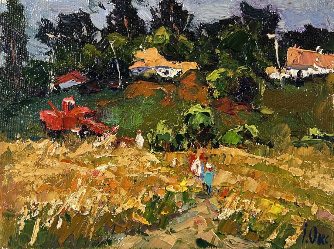 Oil painting Village wheat fields Oksana Ivanyuk - 3