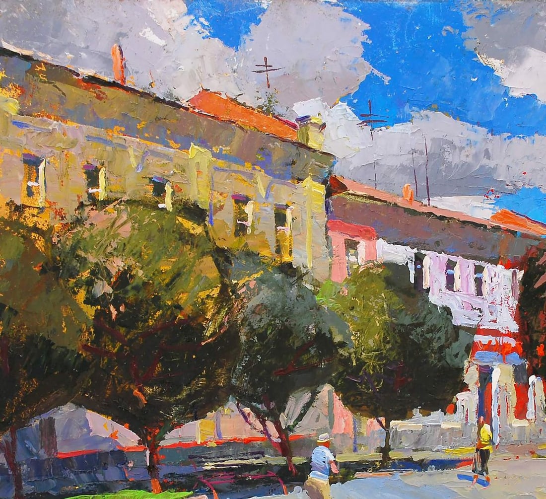 Oil painting Summer in the city Egor Shvachunov - 2