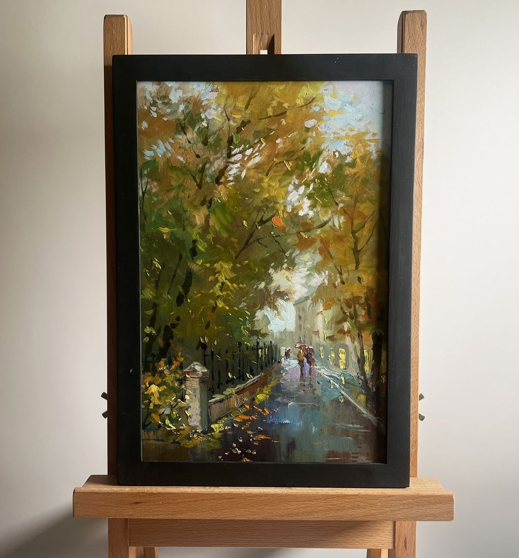 Oil painting Walking in the autumn city park Yuriy Suprunchuk (1 of 10)