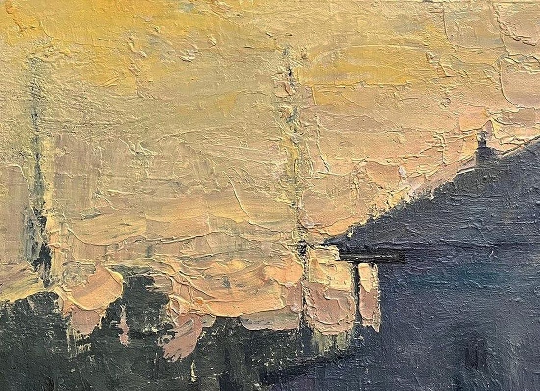 Oil painting Construction of a church in the village Volodymyr Pashchenko - 4