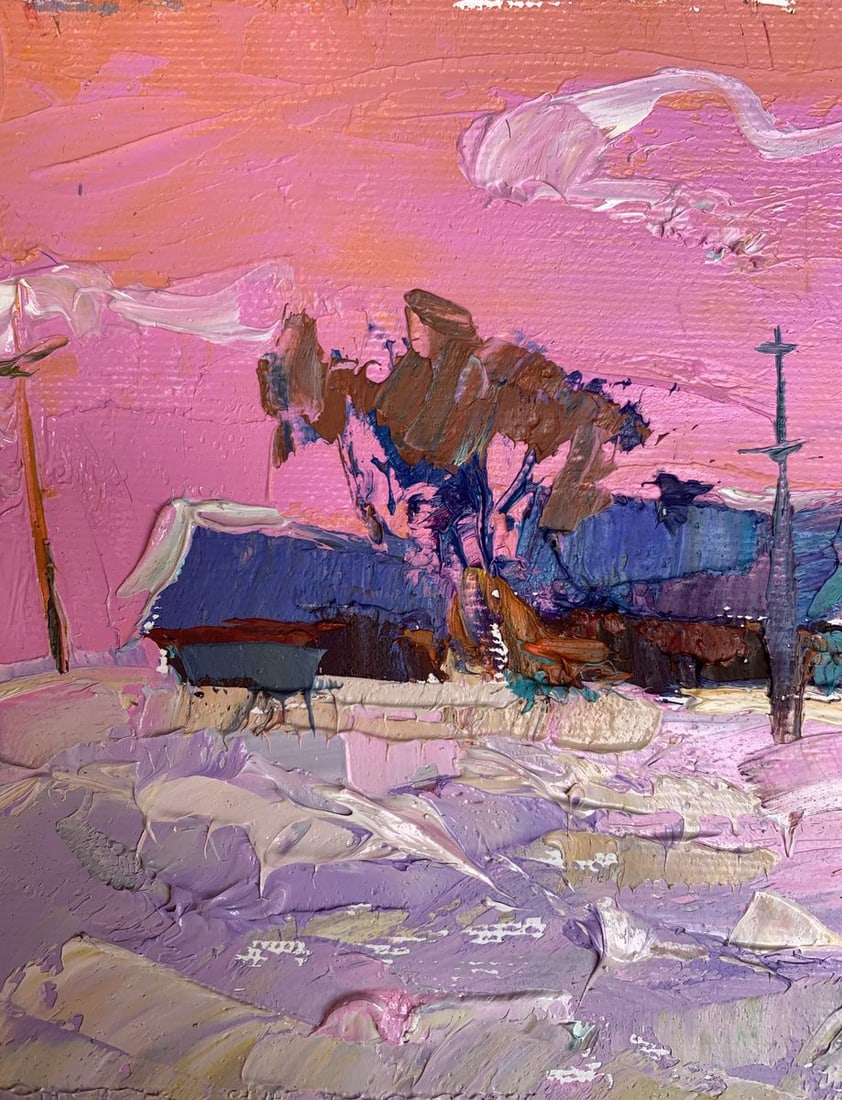 Oil painting It snowed in the evening Oksana Ivanyuk - 4