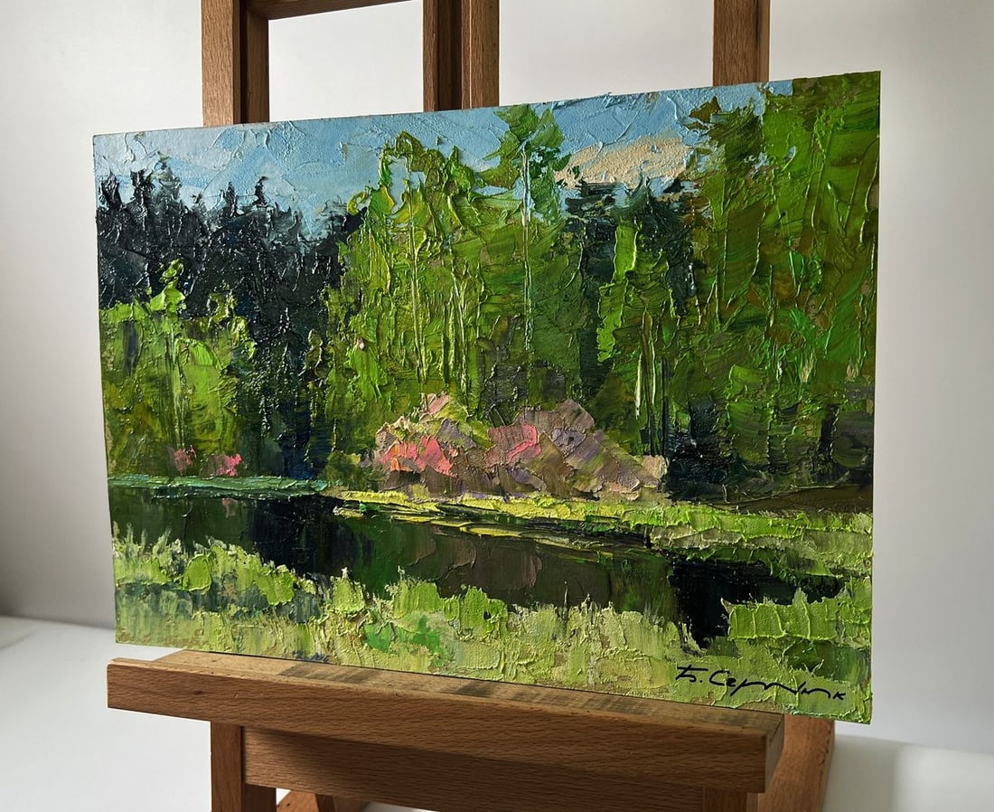 Oil painting Spring lake in the forest Boris Serdyuk - 2