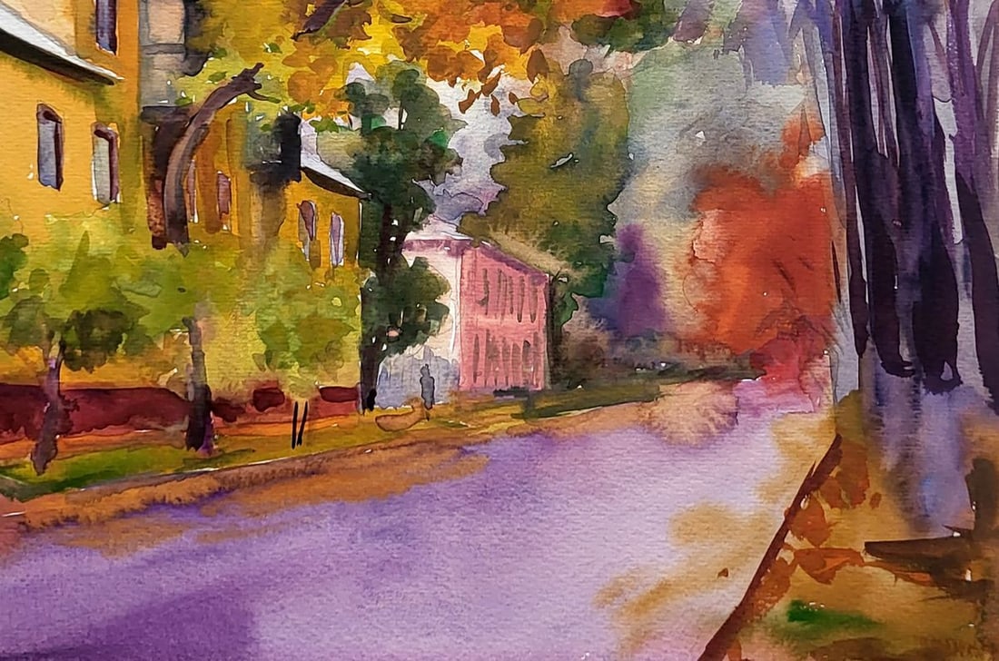 Watercolor painting Autumn in the city Serdyuk Boris Petrovich - 5
