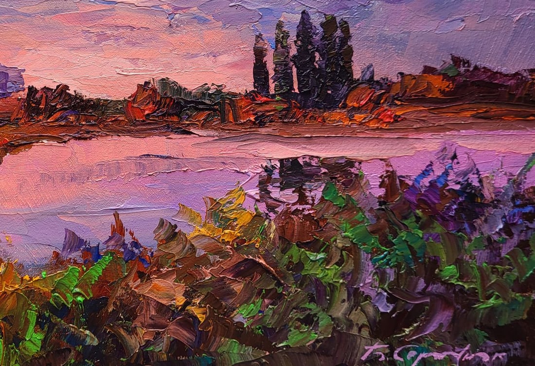 Oil painting Sunset over the river Boris Serdyuk - 7