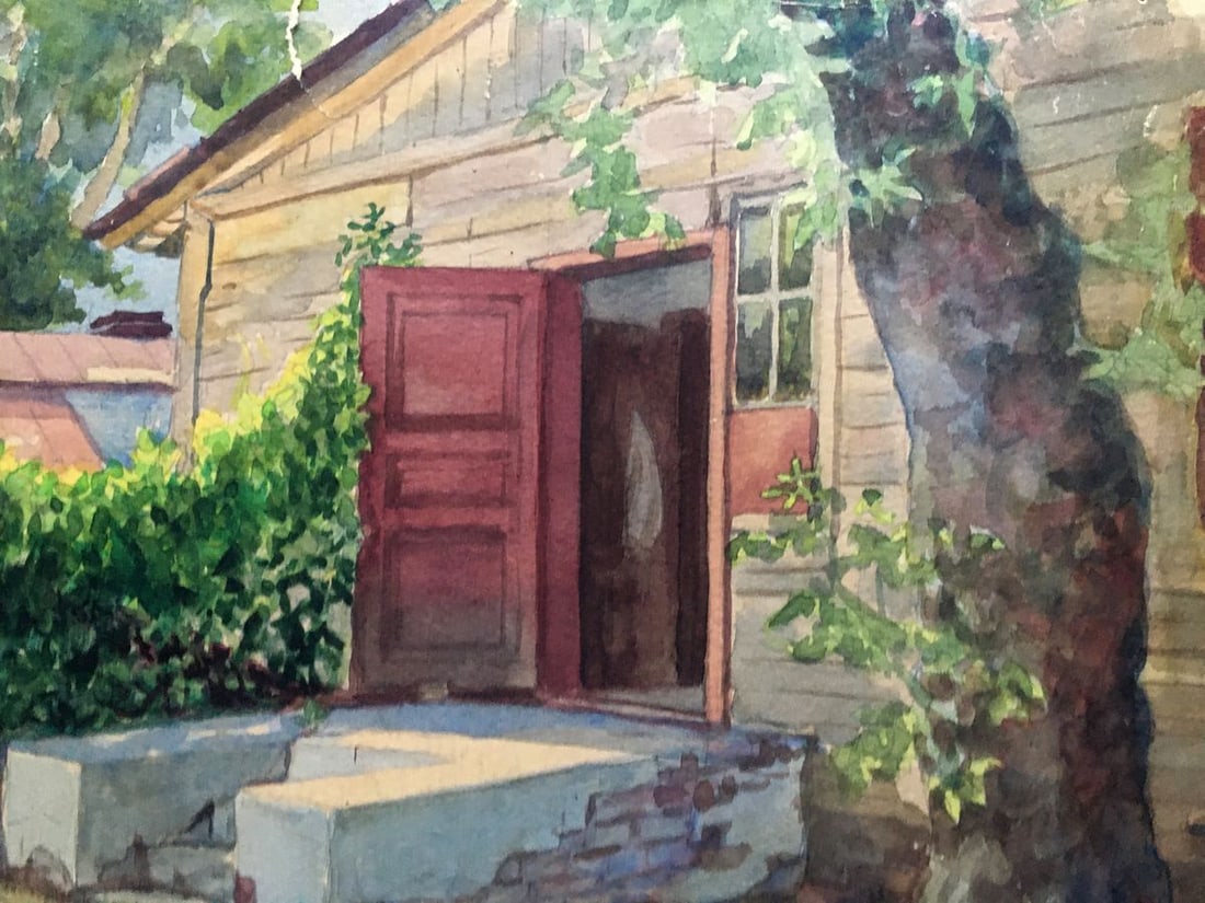 Watercolor painting Our courtyard Dmitry Lednev - 6