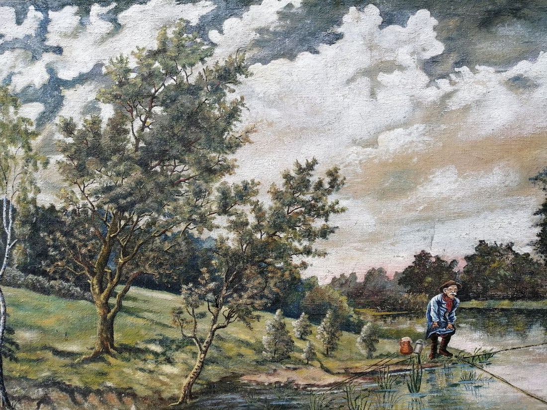 Oil painting Fishing Unknown artist - 2