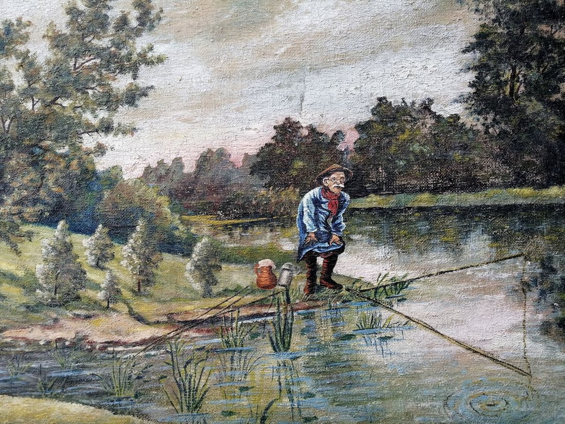 Oil painting Fishing Unknown artist - 4