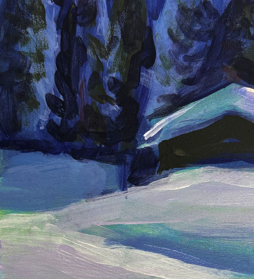 Acrylic painting Village Winter Tale Mykhailo Patskan - 7