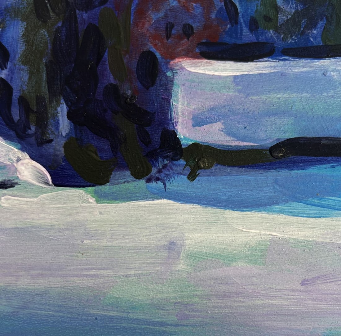 Acrylic painting Village Winter Tale Mykhailo Patskan - 8
