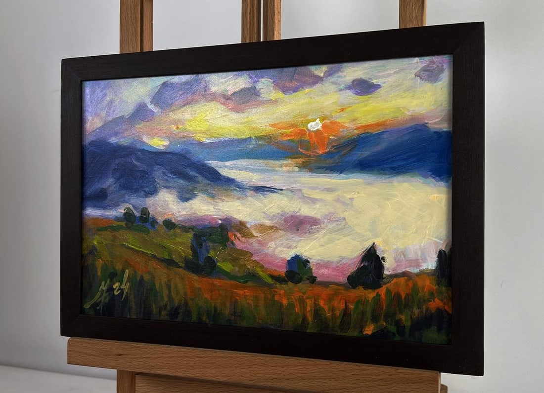 Acrylic painting Fog in the mountain valley Mykhailo Patskan - 2
