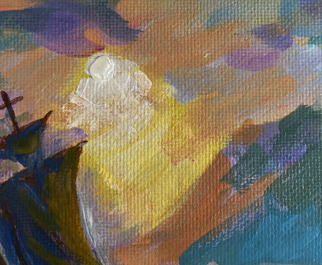 Acrylic painting The Ship and the Fiery Horizon Mykhailo Patskan - 5