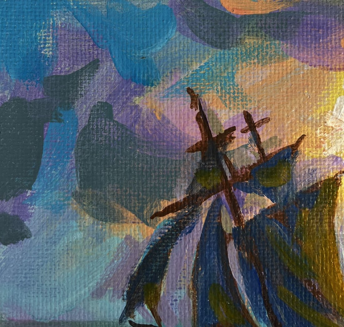 Acrylic painting The Ship and the Fiery Horizon Mykhailo Patskan - 6