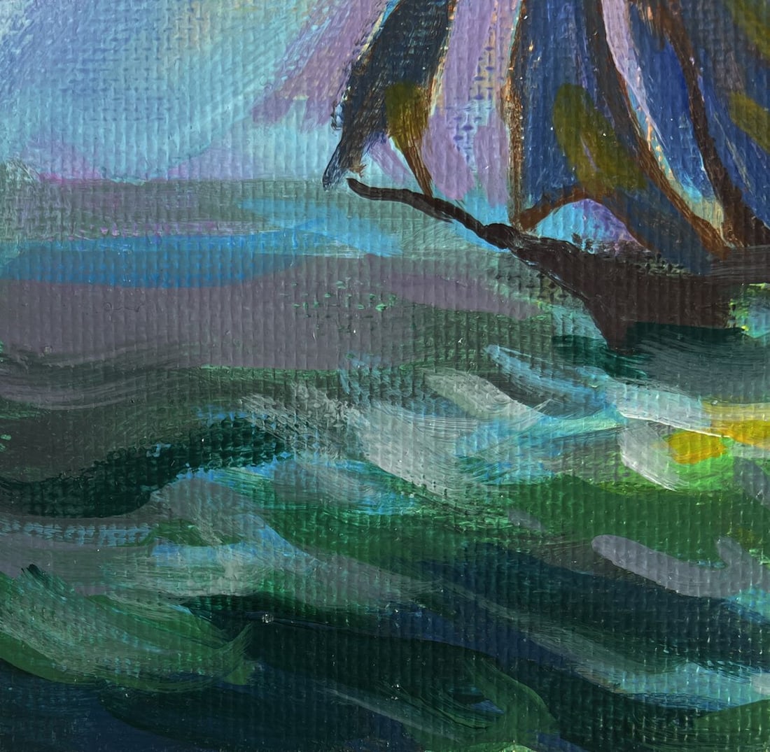 Acrylic painting The Ship and the Fiery Horizon Mykhailo Patskan - 7