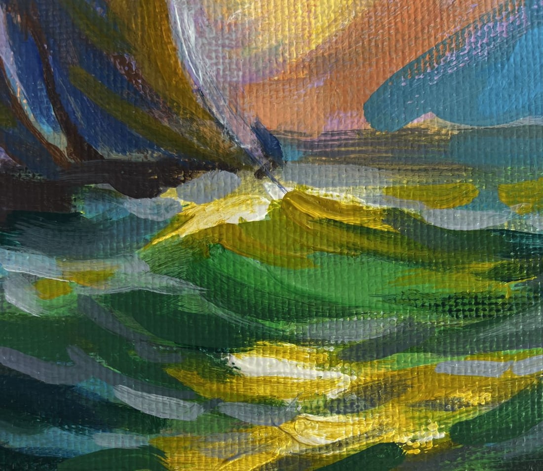 Acrylic painting The Ship and the Fiery Horizon Mykhailo Patskan - 8