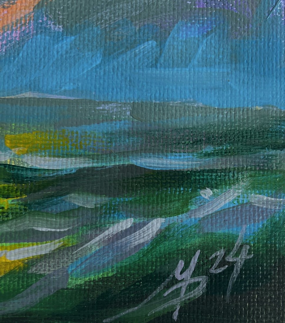 Acrylic painting The Ship and the Fiery Horizon Mykhailo Patskan - 9