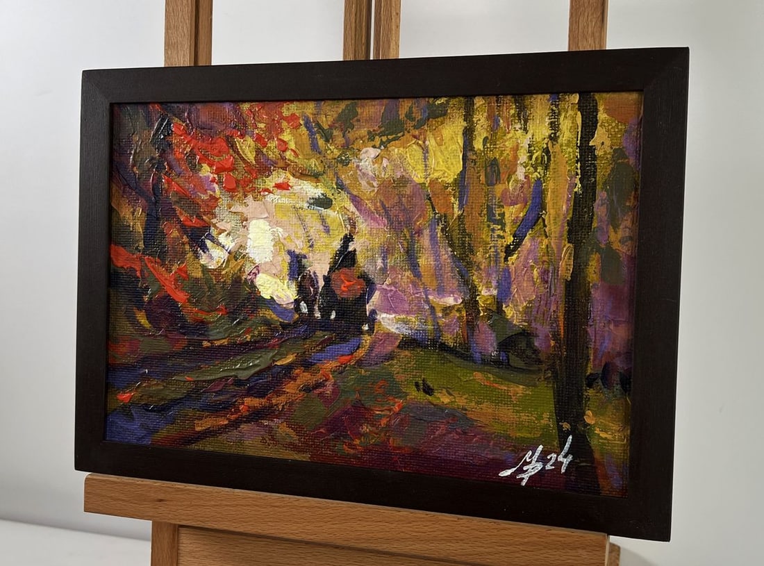 Acrylic painting Preparing firewood Mykhailo Patskan - 2