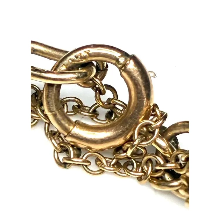 Vintage 14k Yellow Gold Handmade Interlaced Rope Charm Bracelet with Safety Chain - 6