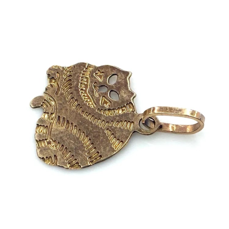 Vintage 14k Yellow Gold Alice in Wonderland Cheshire Cat Charm - 3