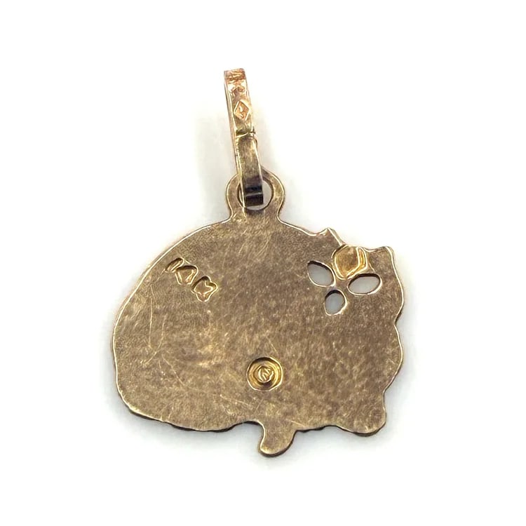 Vintage 14k Yellow Gold Alice in Wonderland Cheshire Cat Charm - 5