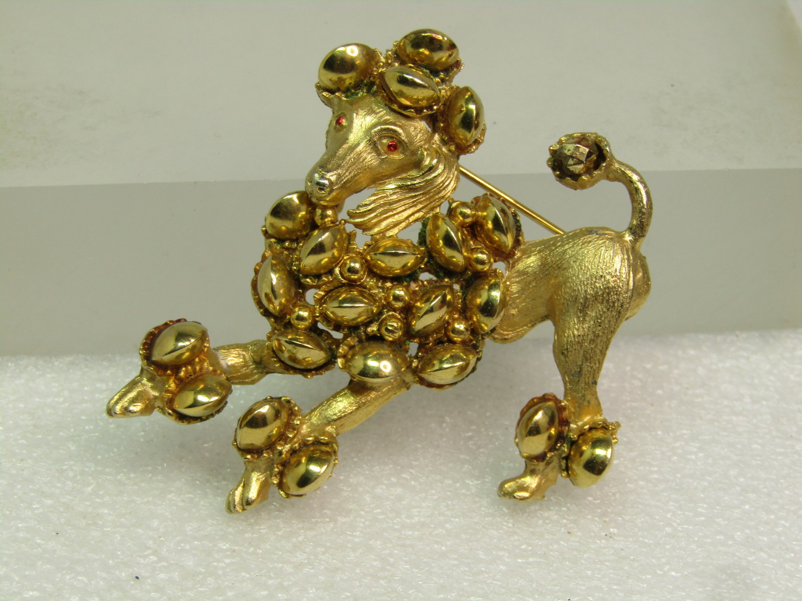 Vintage Gold Tone Poodle Brooch, Signed HAR 1950's, - 2