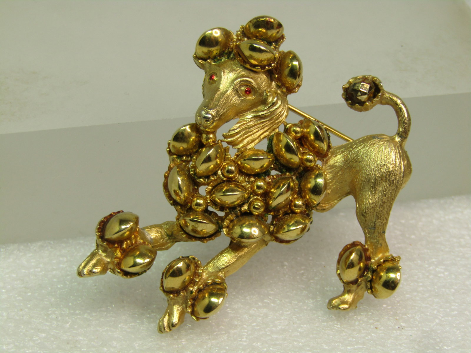 Vintage Gold Tone Poodle Brooch, Signed HAR 1950's, - 3