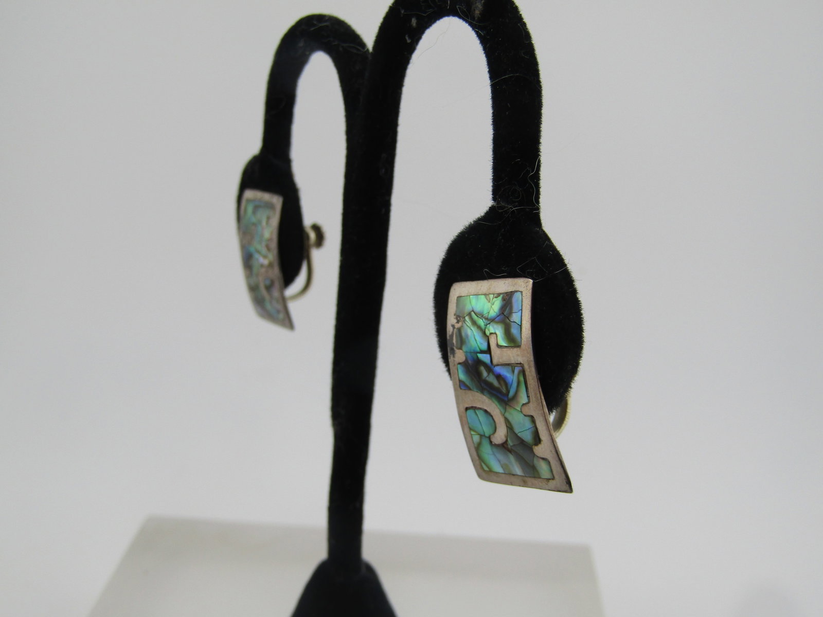 Vintage Sterling Inlaid Abalone Earrings, Screwback, Mexico, 1960's-1970's - 2