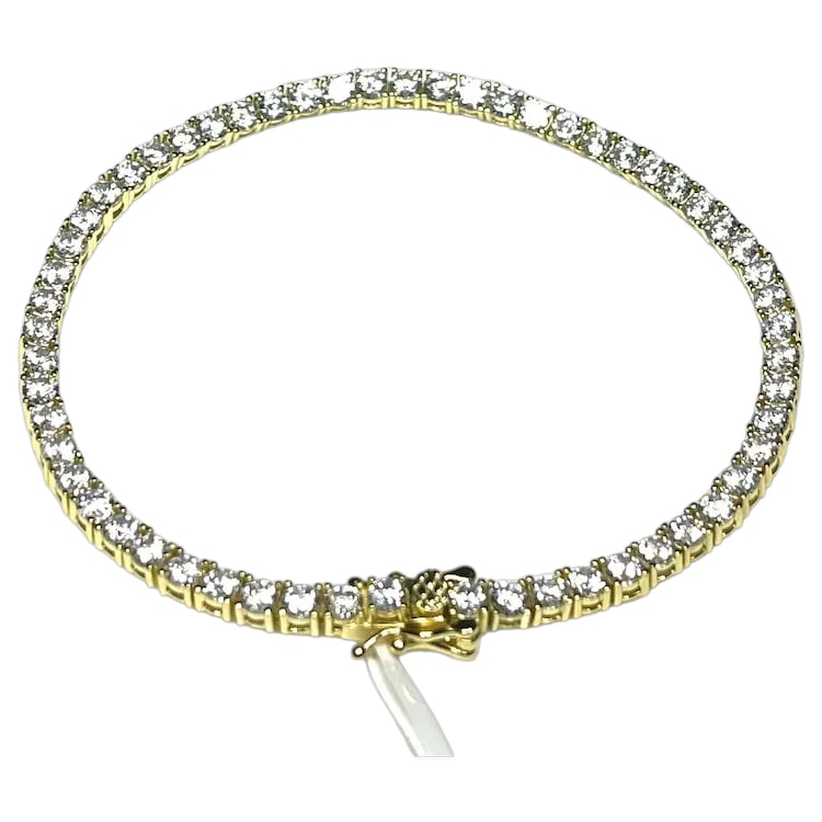 Estate Sterling Silver Heavy Gold Plated Tennis Bracelet: Title: Estate Sterling Silver Heavy Gold Plated Tennis Bracelet Description: Estate Sterling Silver Heavy Gold Plated Tennis Bracelet Hallmarked: 925 Weighs: 10 grams Measures Approx: 7.5 inches