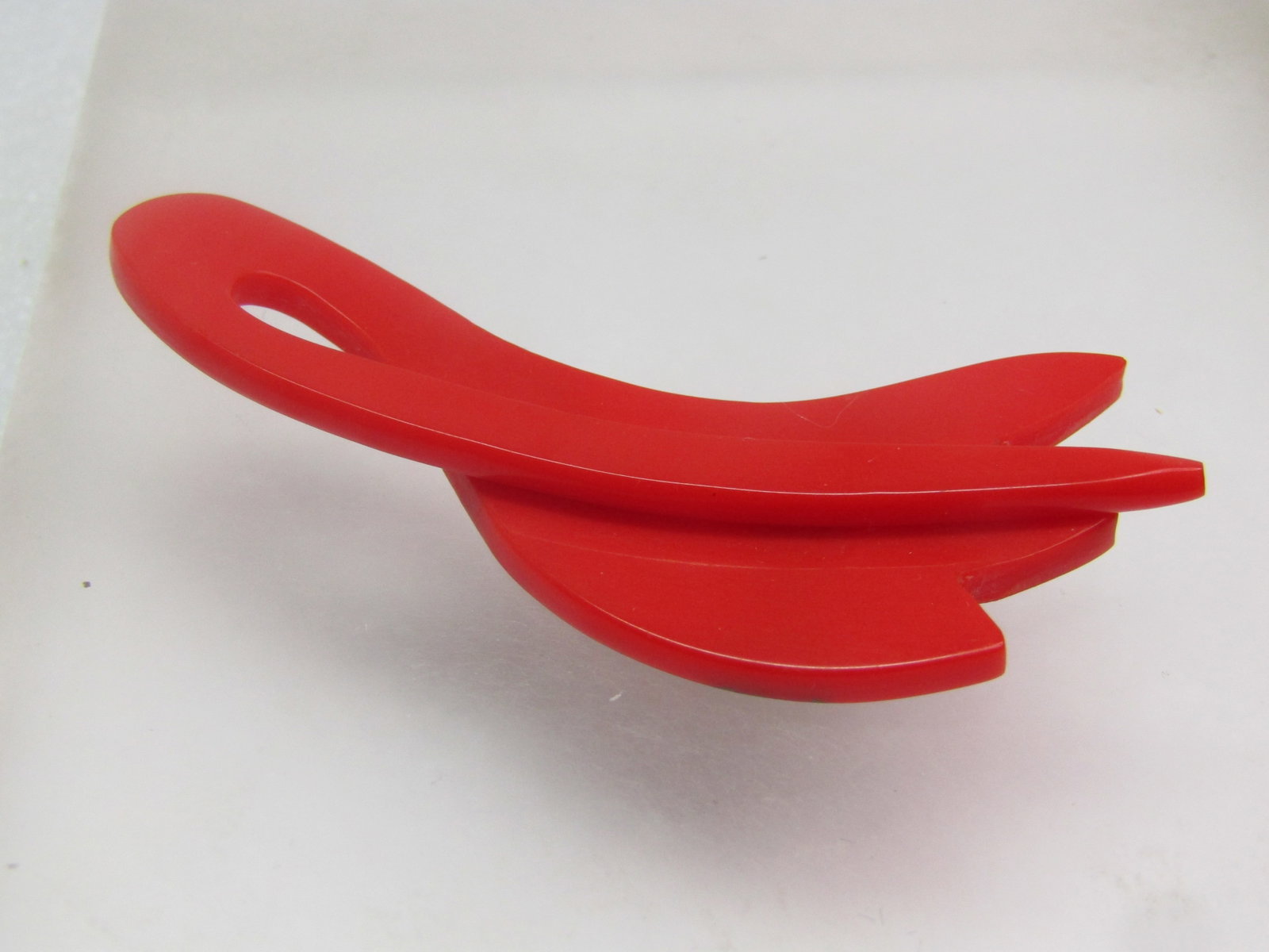Vintage Asian Themed Slide Barrette, Enameled Bamboo, Red 1960's-1970's - 4