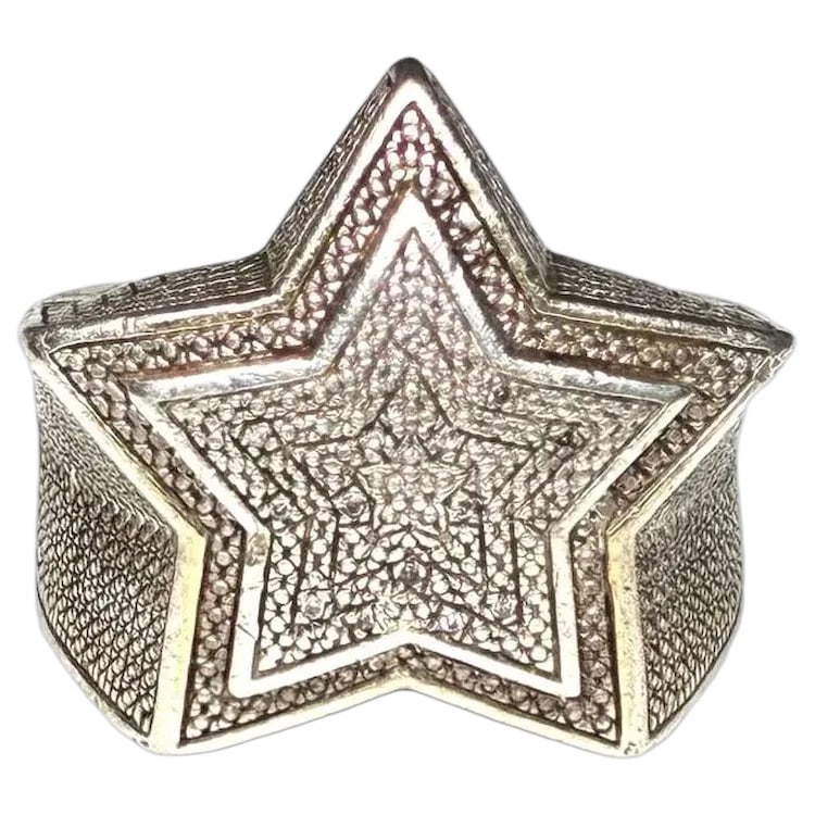 Vintage Sterling Silver Oversized Diamond Statement Ring