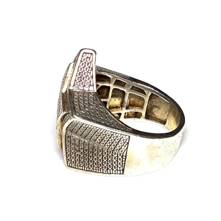 Vintage Sterling Silver Oversized Diamond Statement Ring - 3