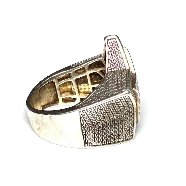 Vintage Sterling Silver Oversized Diamond Statement Ring - 4