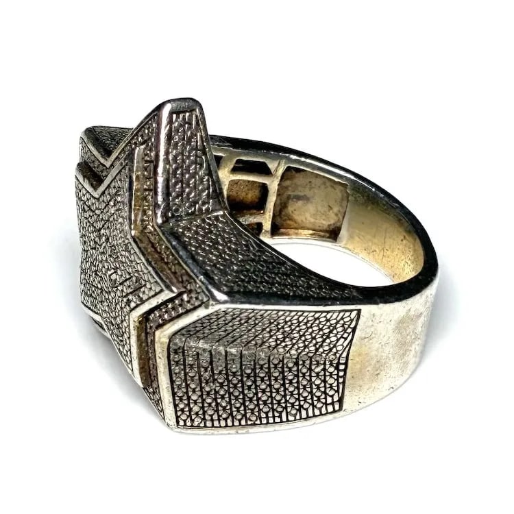 Vintage Sterling Silver Oversized Diamond Statement Ring - 5