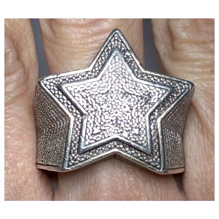 Vintage Sterling Silver Oversized Diamond Statement Ring - 8
