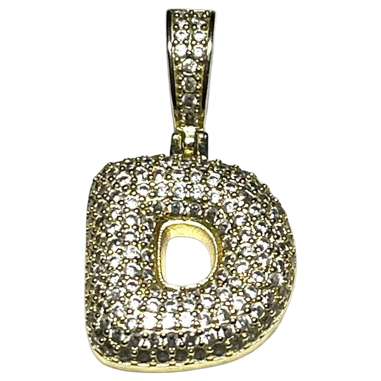 Estate Bubble Letter D Rhinestone Pave Pendant: Title: Estate Bubble Letter D Rhinestone Pave Pendant Description: Estate Bubble Letter D Rhinestone Pave Pendant Hallmarked: No Hallmark Seen Weighs: 9.5 grams Measures Approx: 1.75 x 1 inch